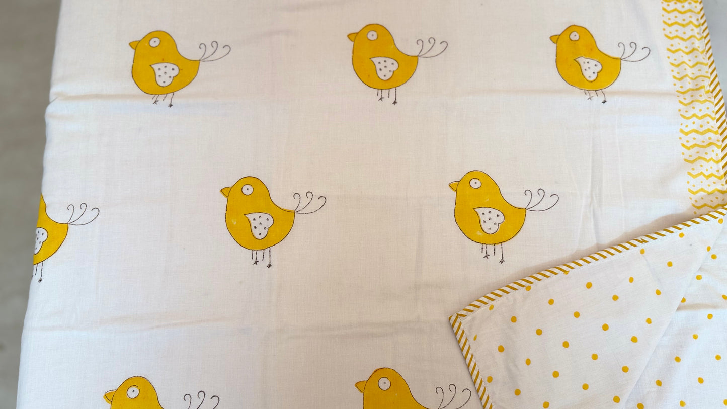 Little Chirps Handblock Print Mul Mul Cotton Dohar