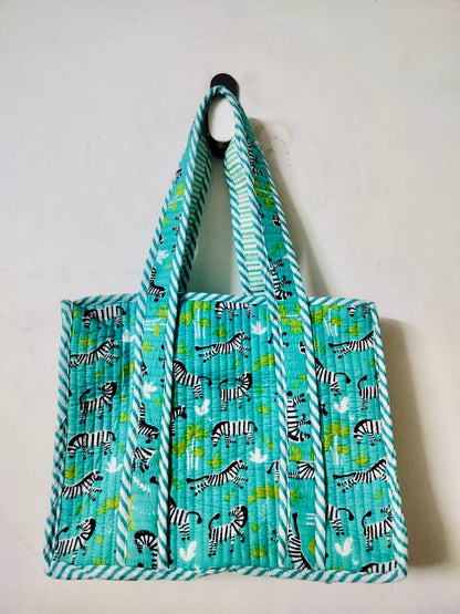 Safari splash(Turquoise zebra) Mini tote bag