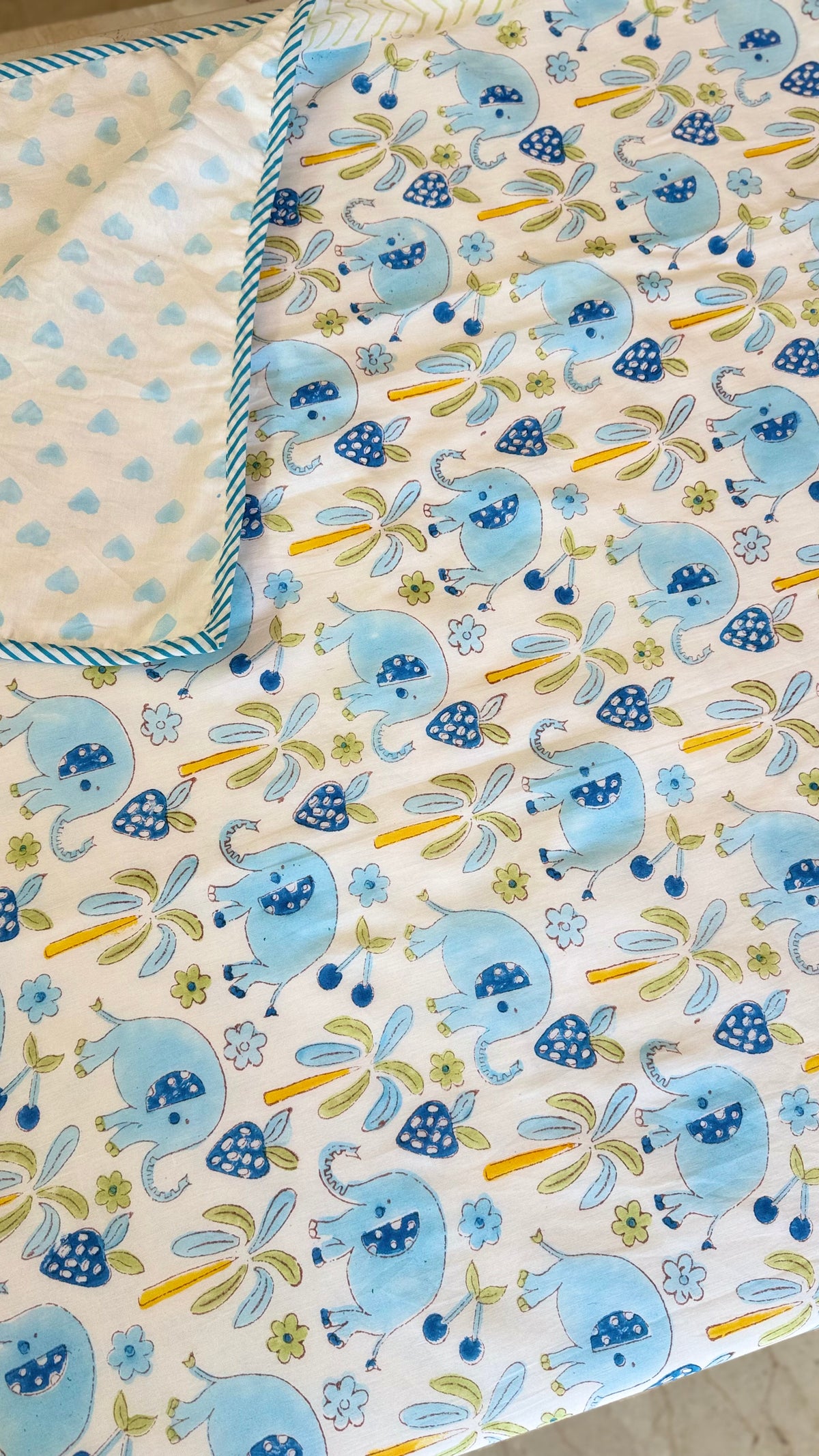 Blue Elephant – Handblock Print Mul Mul Cotton Dohar