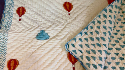 Sky Safari – Handblock Print Mul Mul Cotton Quilt