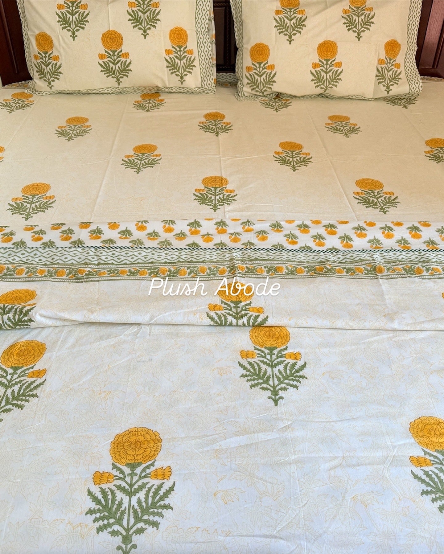 Yellow marigold Garden Mul Mul Cotton Handblock Printed Dohar