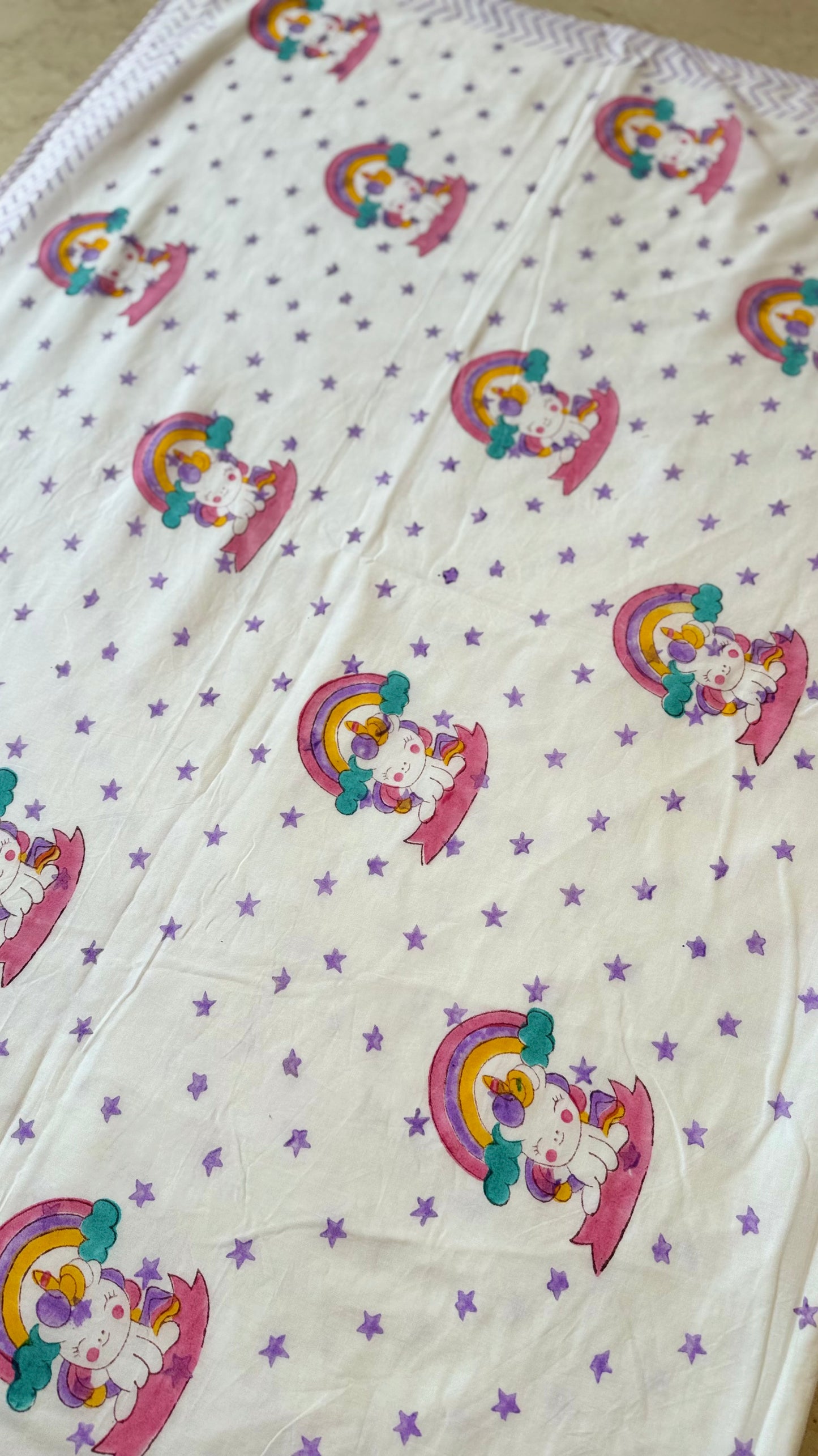 Unicorn stars – Handblock Print Mul Mul Cotton Dohar (Copy 2)