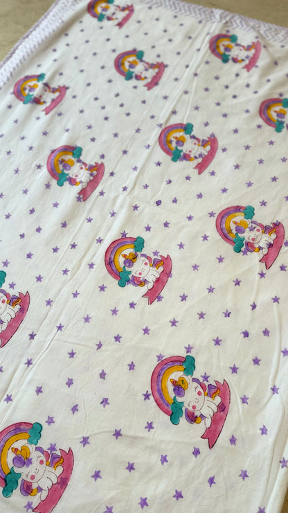 Unicorn stars – Handblock Print Mul Mul Cotton Dohar (Copy 2)
