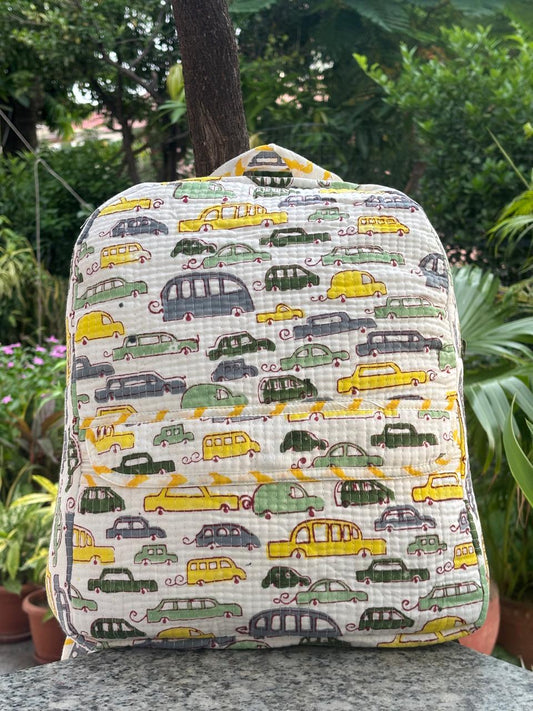 Backpack - Yellow green cars