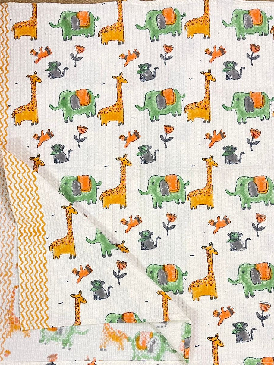 Kids Green Yellow Jungle Parade Towel