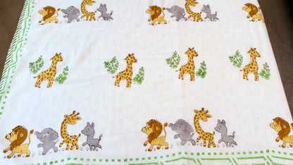 Jungle joy parade – Handblock Print Mul Mul Cotton Dohar