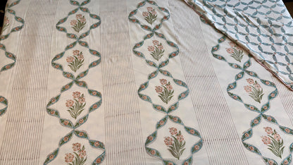 Spring Lattice Handblock Print Mul Mul Cotton Dohar