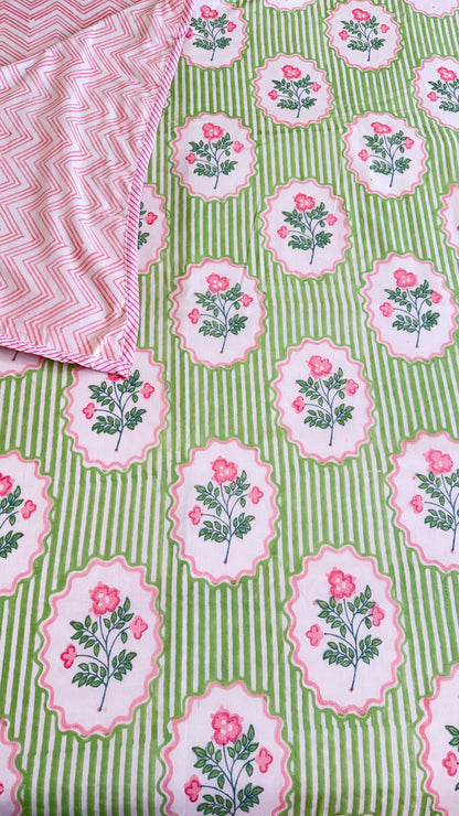 Rosé Trellis Handblock Print Mul Mul Cotton Dohar