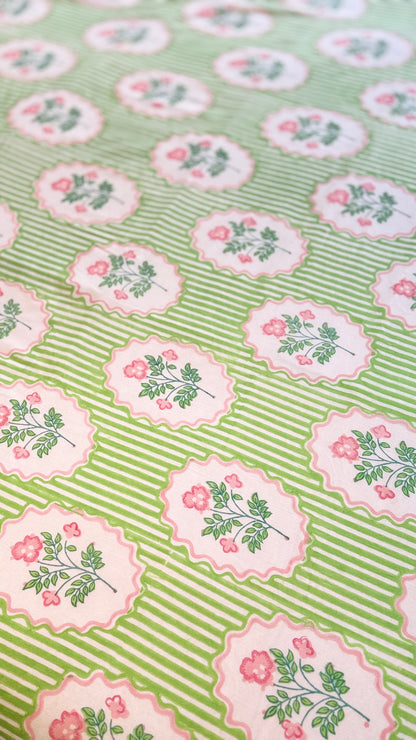 Rosé Trellis Handblock Print Mul Mul Cotton Dohar