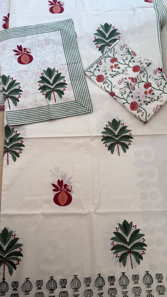 Anar Bagh Handblock Printed Cotton Bedsheet