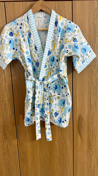 Kids Blue Elephant Bathrobe