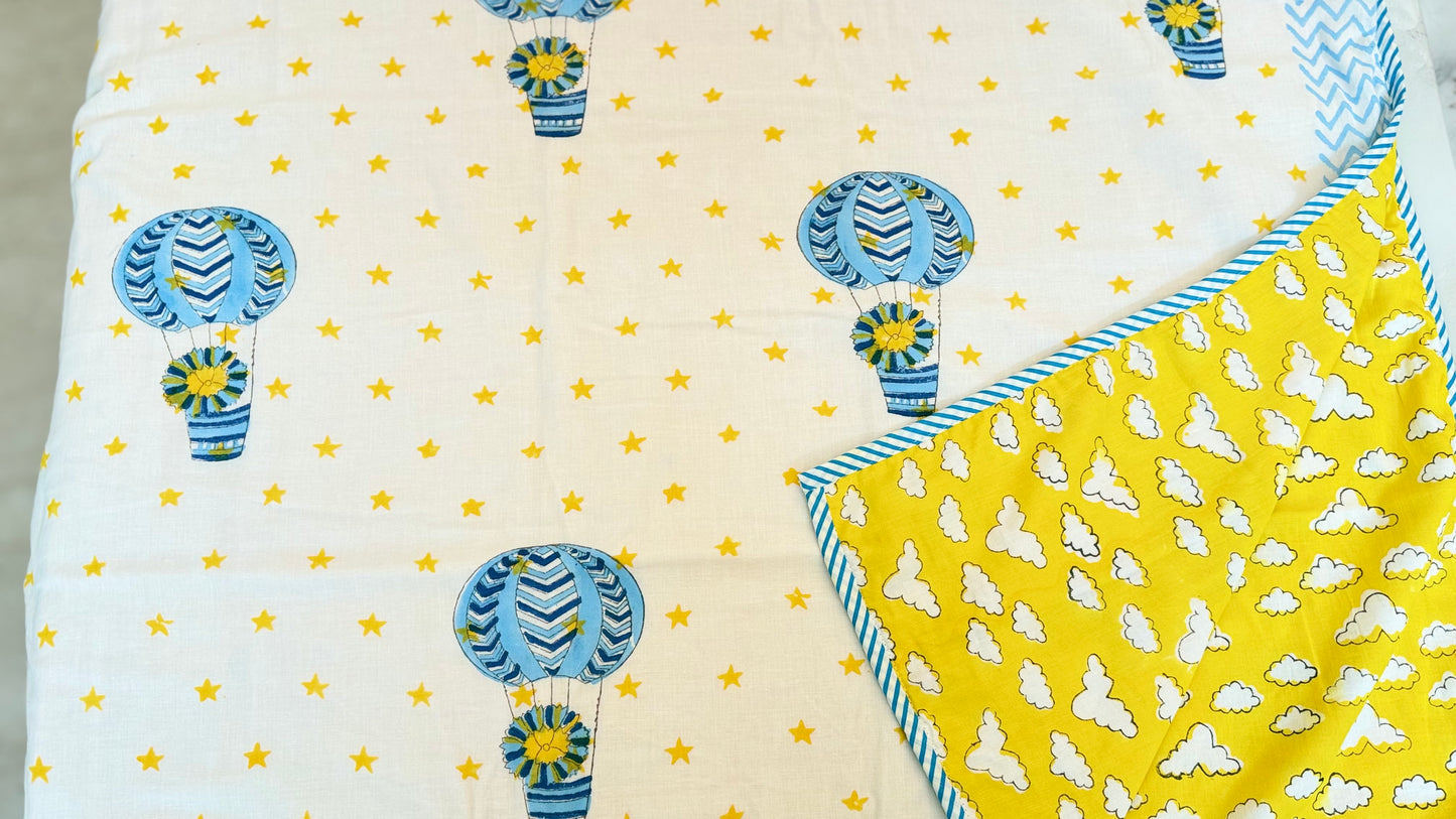 Balloon Dreams Handblock Print Mul Mul Cotton Dohar