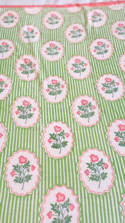Rosé Trellis Handblock Print Mul Mul Cotton Dohar