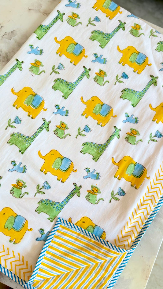 Jungle Joy– Handblock Print Mul Mul Cotton Dohar