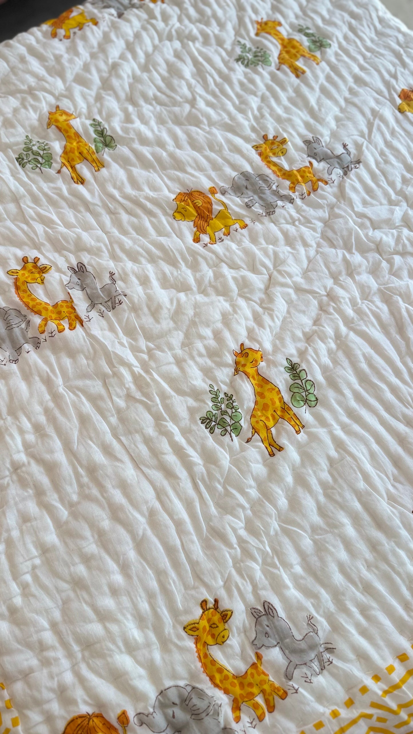 Little Lion March- Handblock Print Mul Mul cotton Quilt