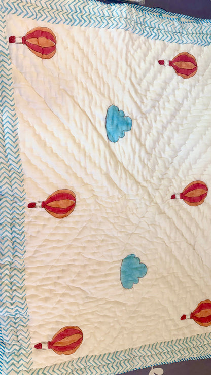 Sky Safari – Handblock Print Mul Mul Cotton Quilt
