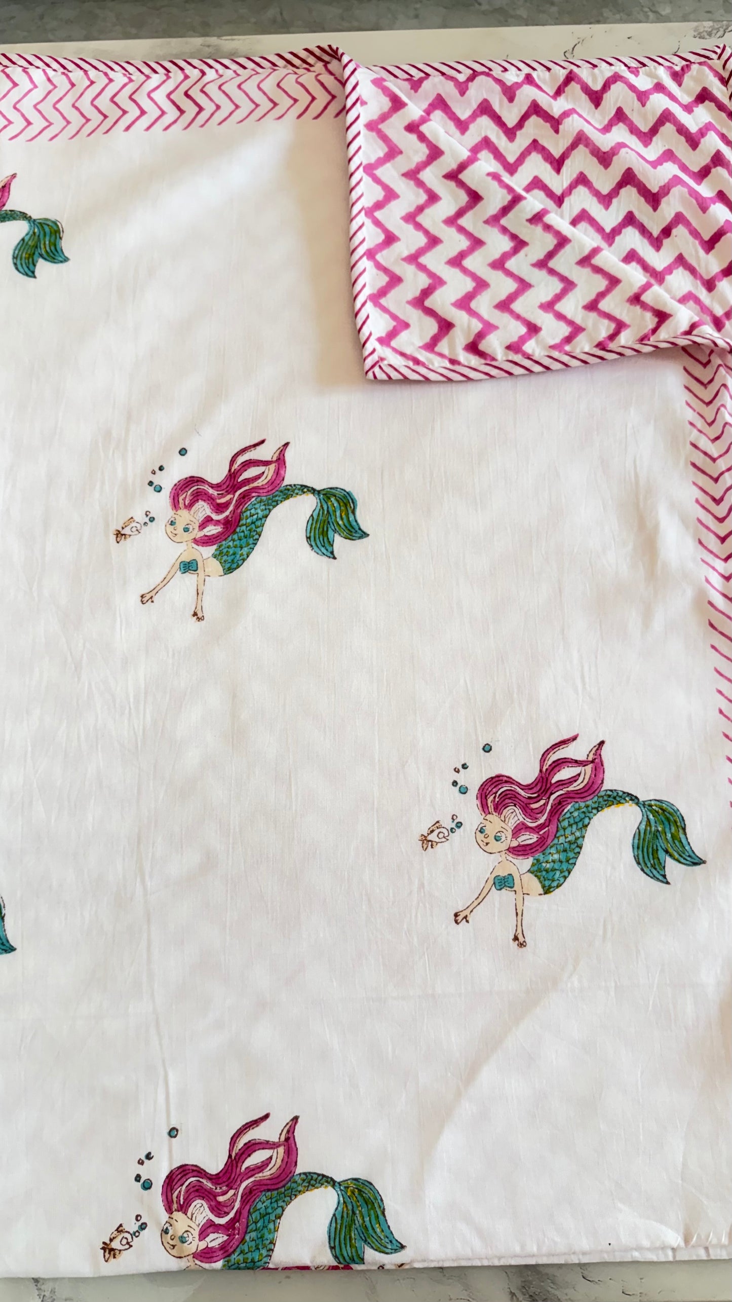 Mermaid– Handblock Print Mul Mul Cotton Dohar