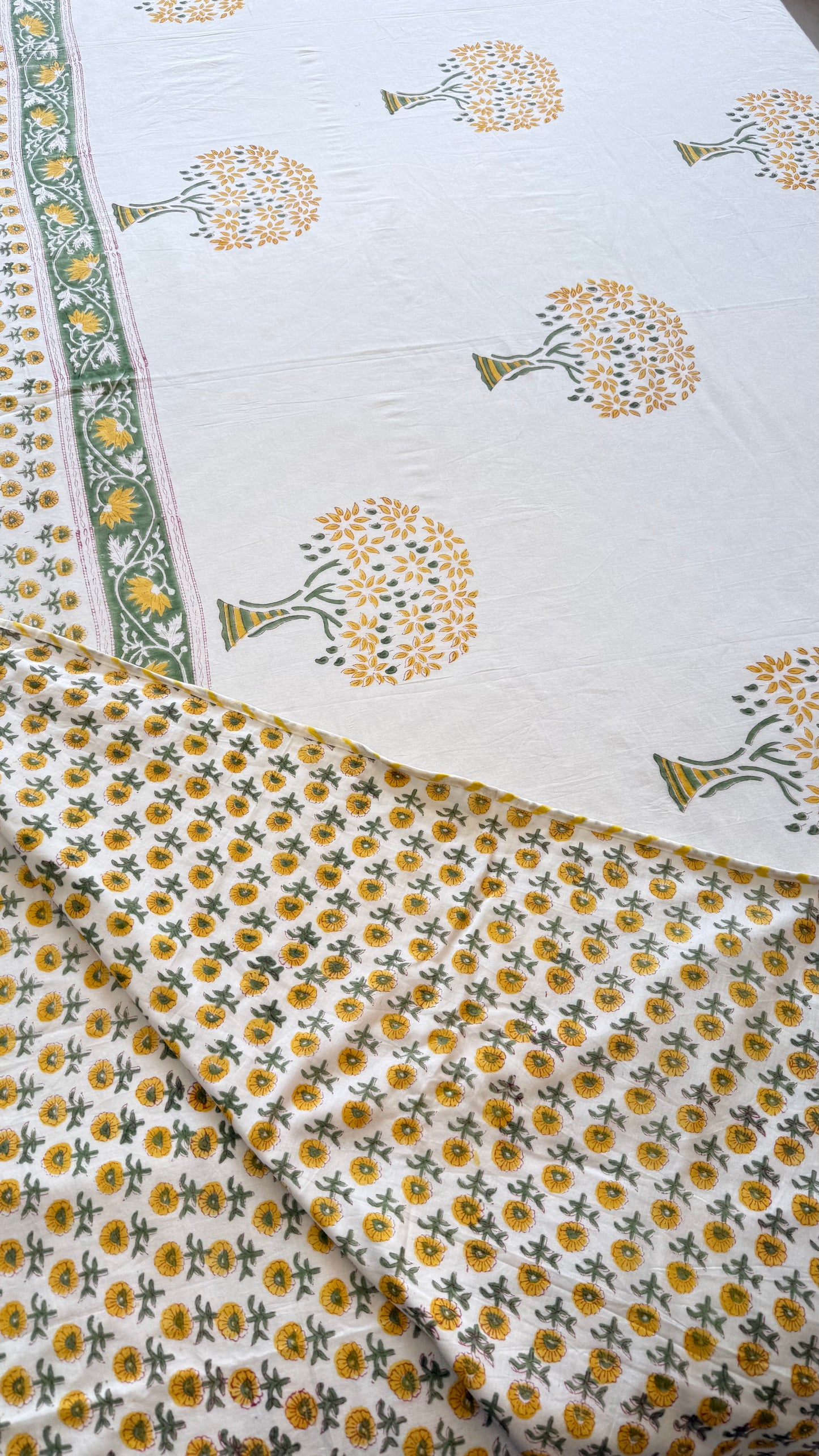Sunflower Grove Handblock Print Mul Mul Cotton Dohar