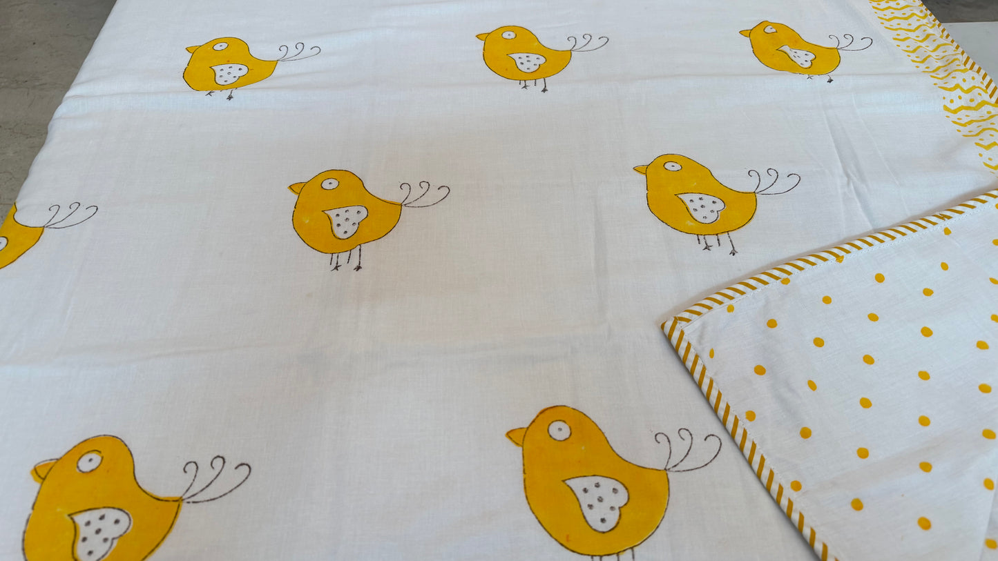 Little Chirps Handblock Print Mul Mul Cotton Dohar