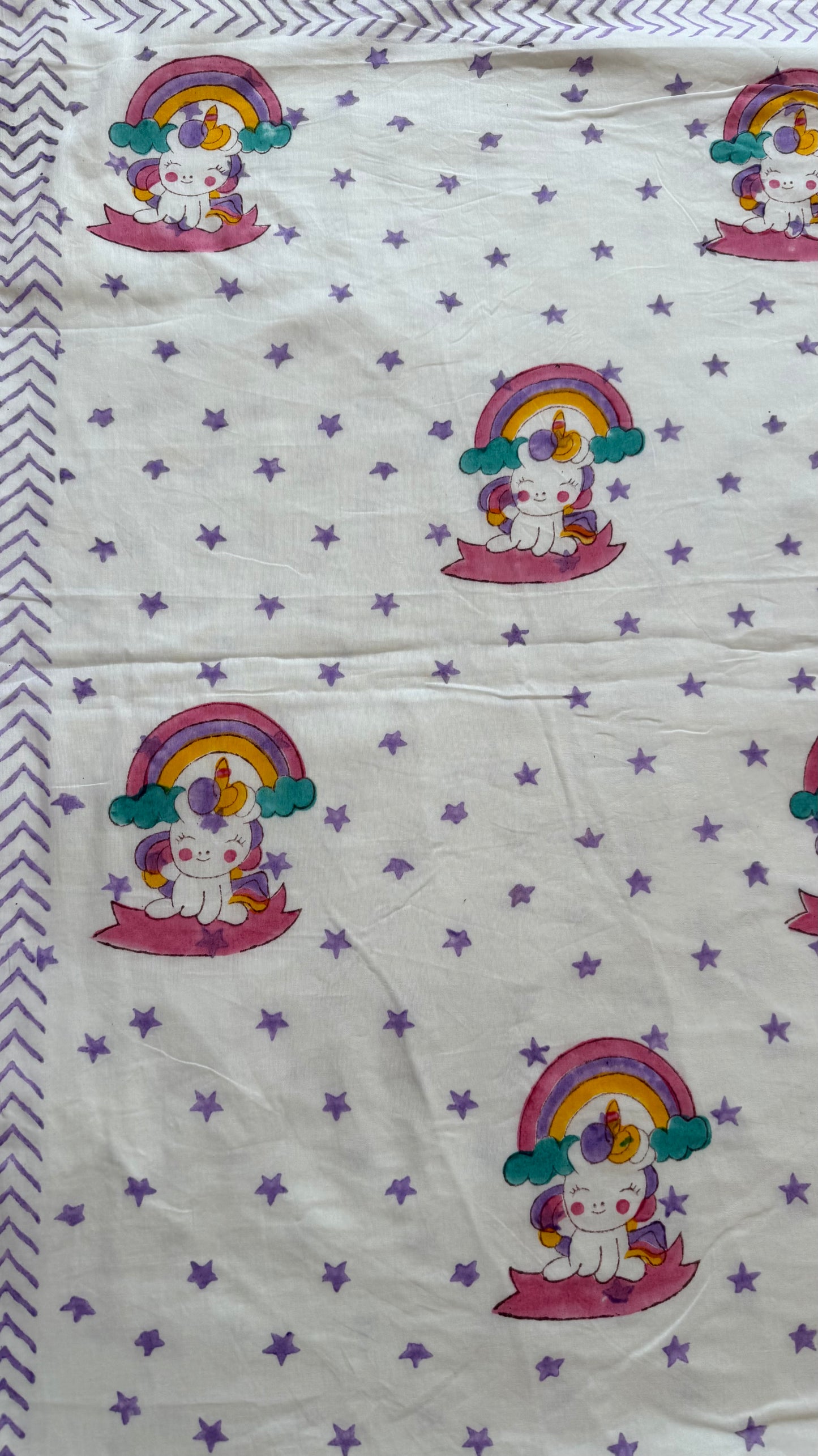 Unicorn stars – Handblock Print Mul Mul Cotton Dohar (Copy 2)