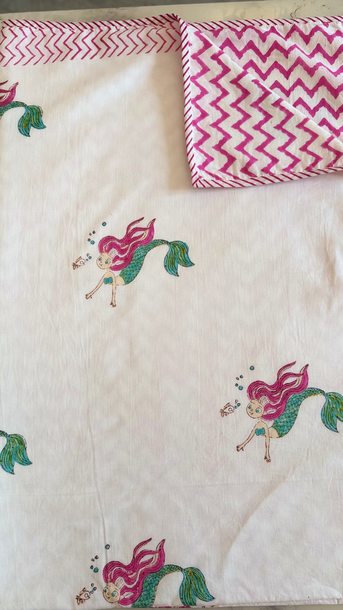 Mermaid– Handblock Print Mul Mul Cotton Dohar