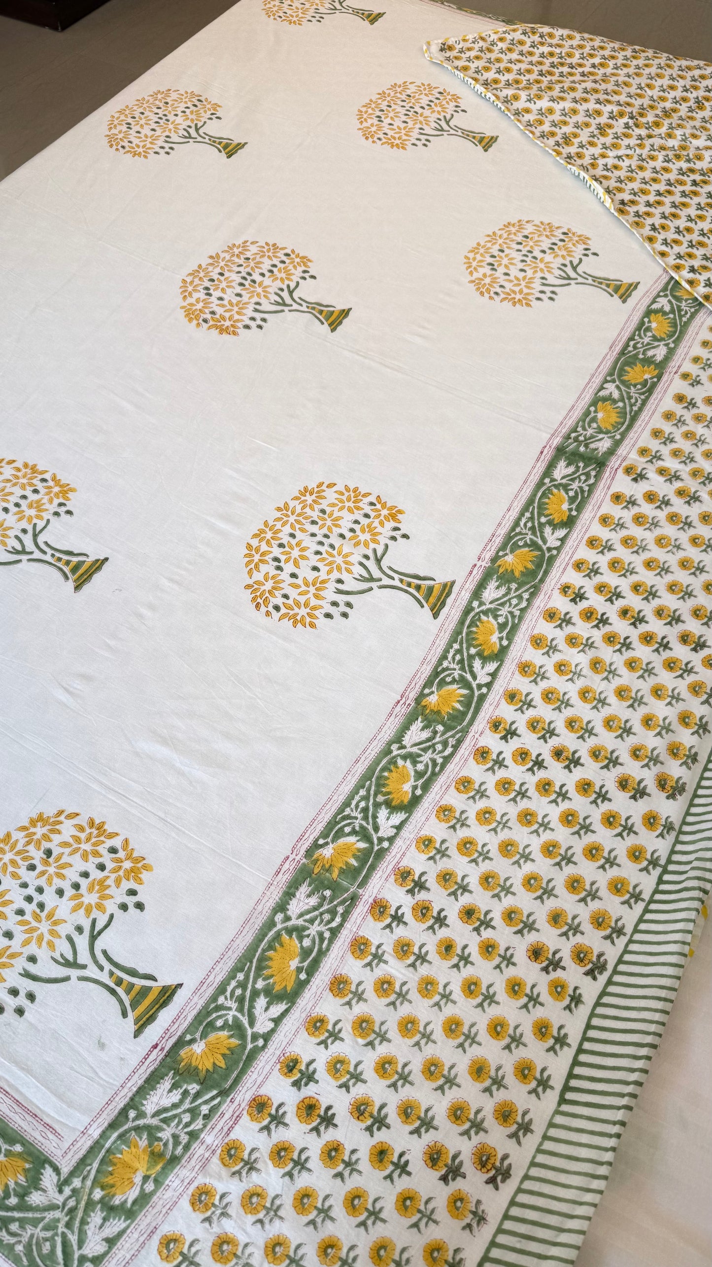 Sunflower Grove Handblock Print Mul Mul Cotton Dohar