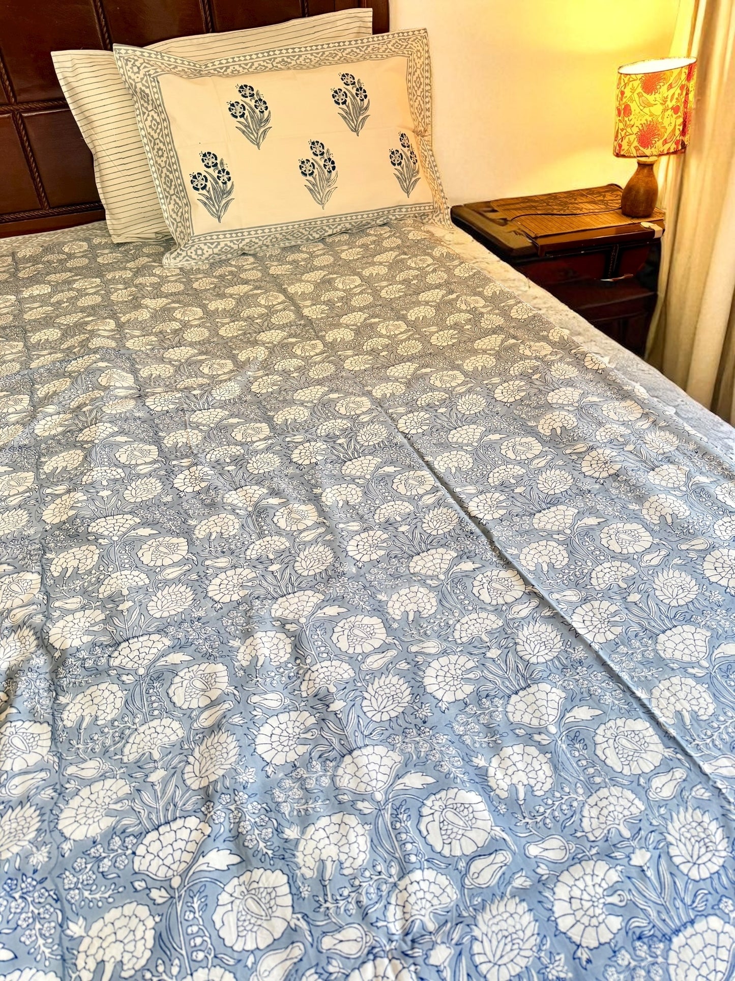 Neel Gulistan Handblock Printed Cotton Bedsheet