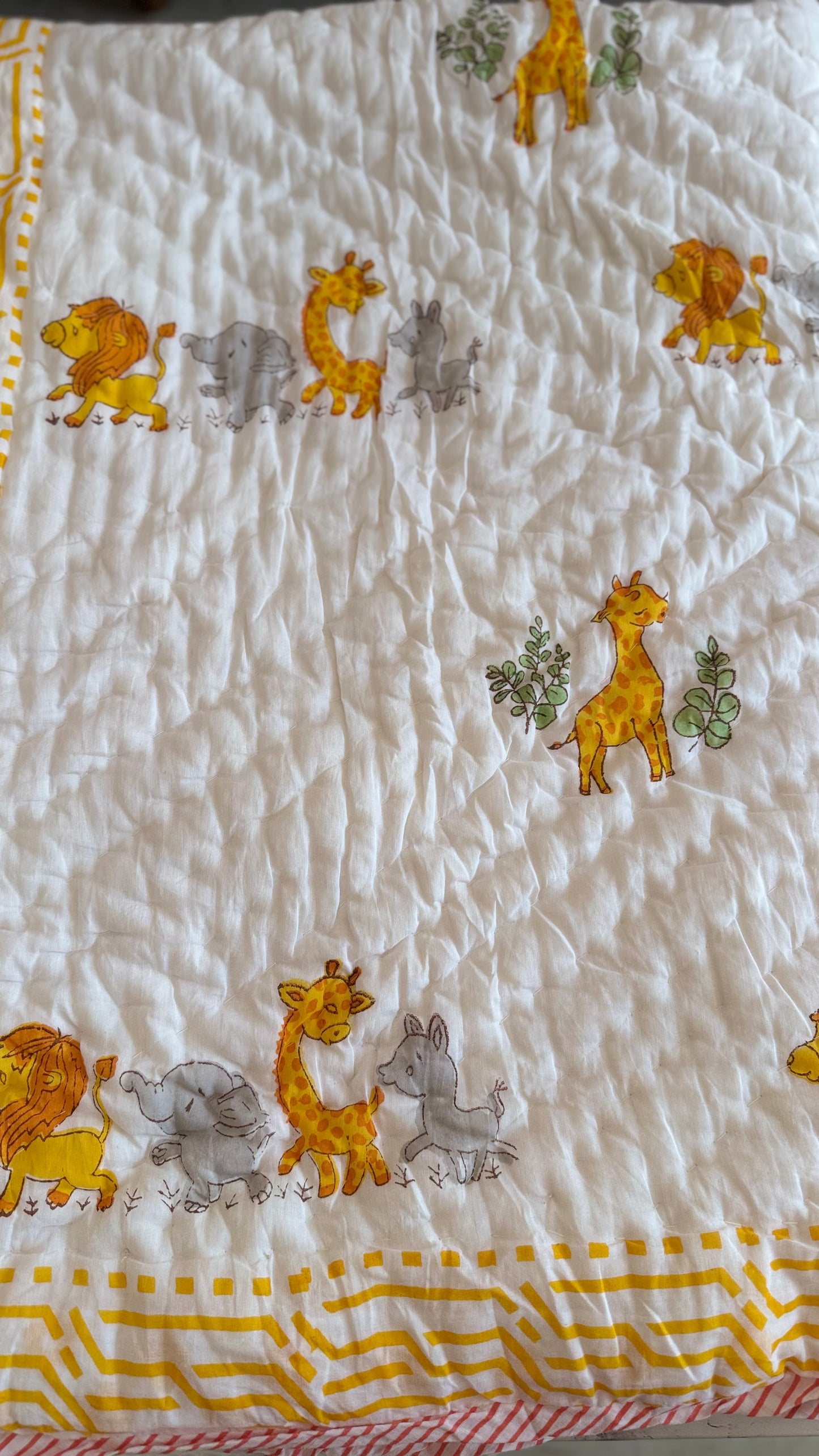 Little Lion March- Handblock Print Mul Mul cotton Quilt