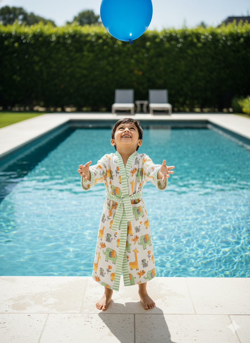 Kids Bathrobe Jungle Design