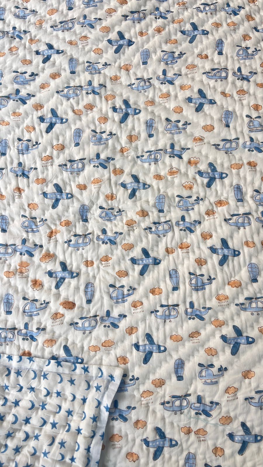 Little Aviator Handblock Print Mul Mul Cotton Quilt