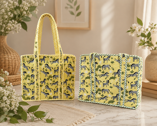 Yellow Zippy Zebra Mini Tote Bag