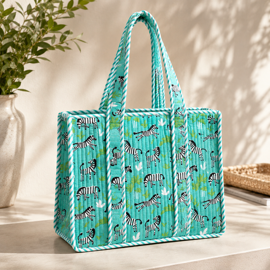Safari splash(Turquoise zebra) Mini tote bag