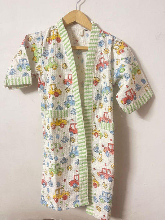 Kids Bathrobe Car Print